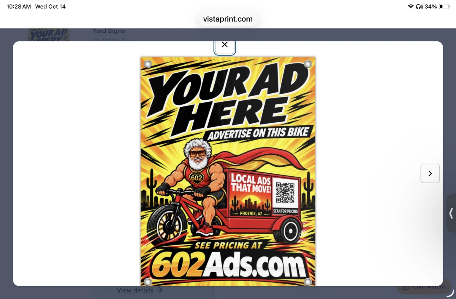 The existing 602Ads superhero sign: Your Ad Here, Advertise on This Bike